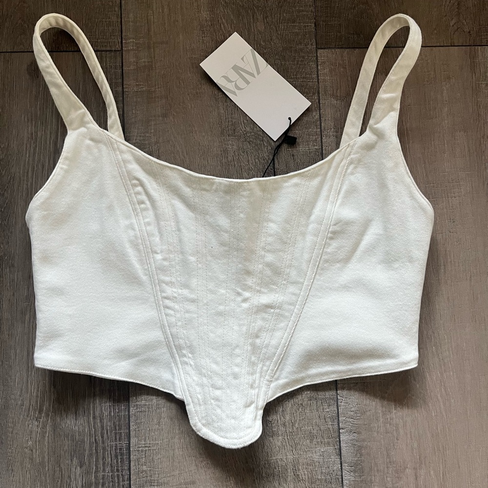 NWT white corset Zara top